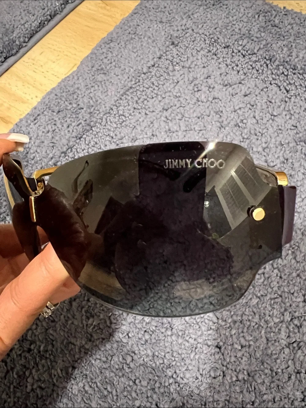 Jimmy Choo Black Rimless Gradient Sunglasses with Ivory Case